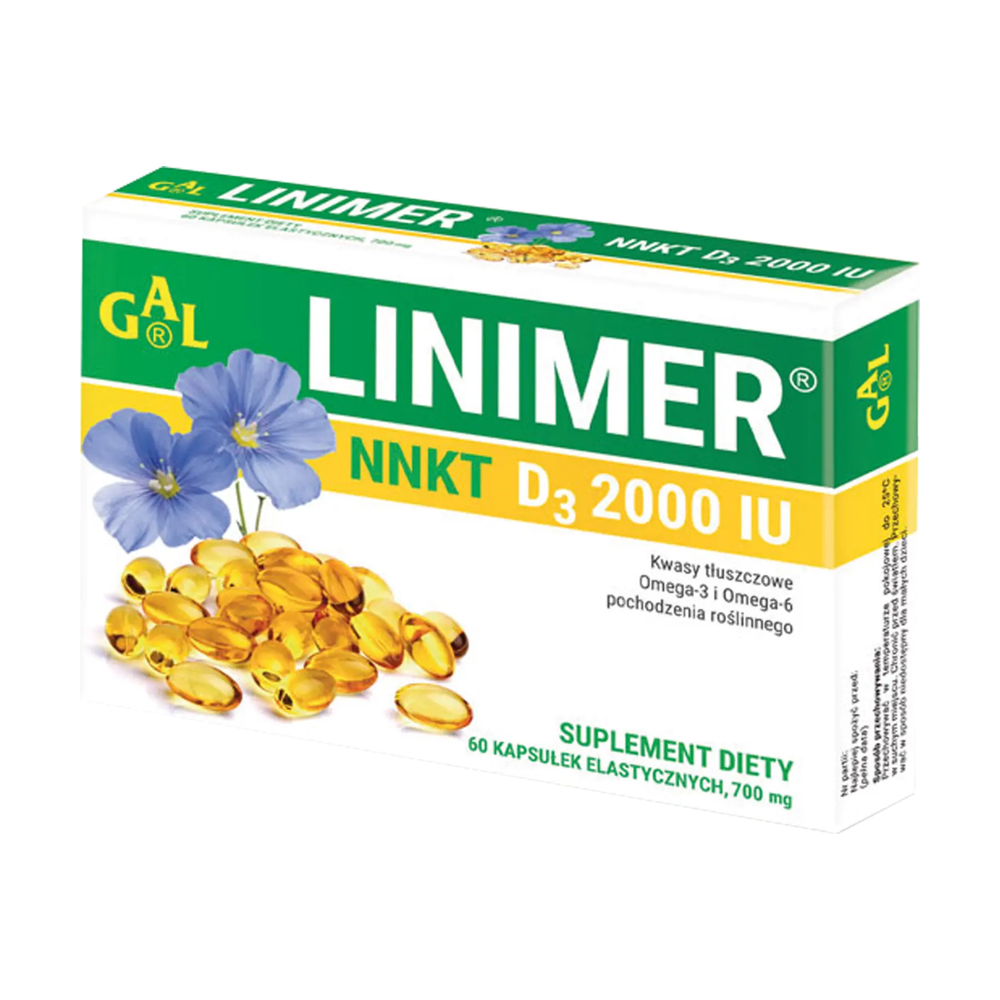 Opakowanie Linimer NNKT D3 2000 IU, 60 kapsułek elastycznych po 700 mg